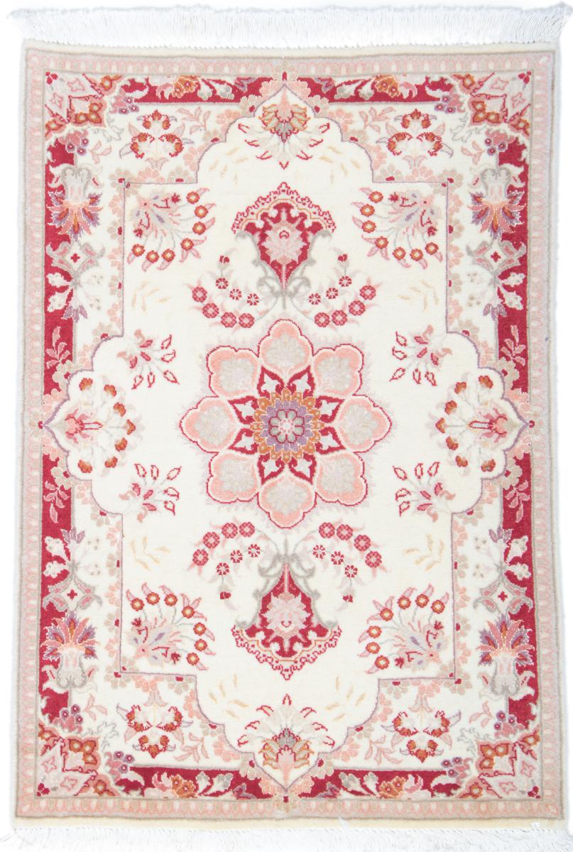 Nain Trading Tapete Tabriz 50Raj 86x59 Beige/Red (Pérsia / Irão, Lã / seda, Mão-atada)