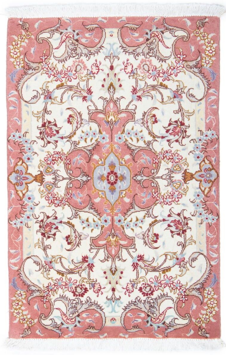 Nain Trading Tapete Persa Tabriz 50Raj 92x59 Beige/Pink (Mão-atada, Pérsia / Irão, Lã / seda)