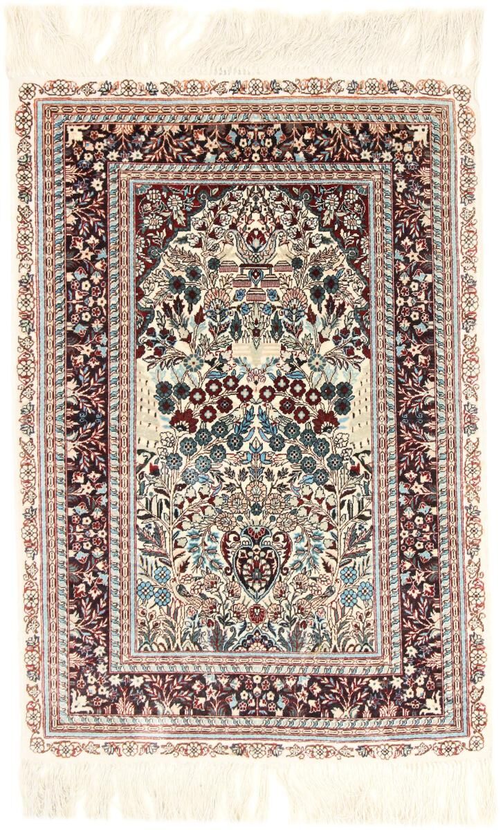 Nain Trading Oriental Rug Hereke Silk 92x64 Dark Brown/Red (Silk, Turkey, Hand-Knotted)