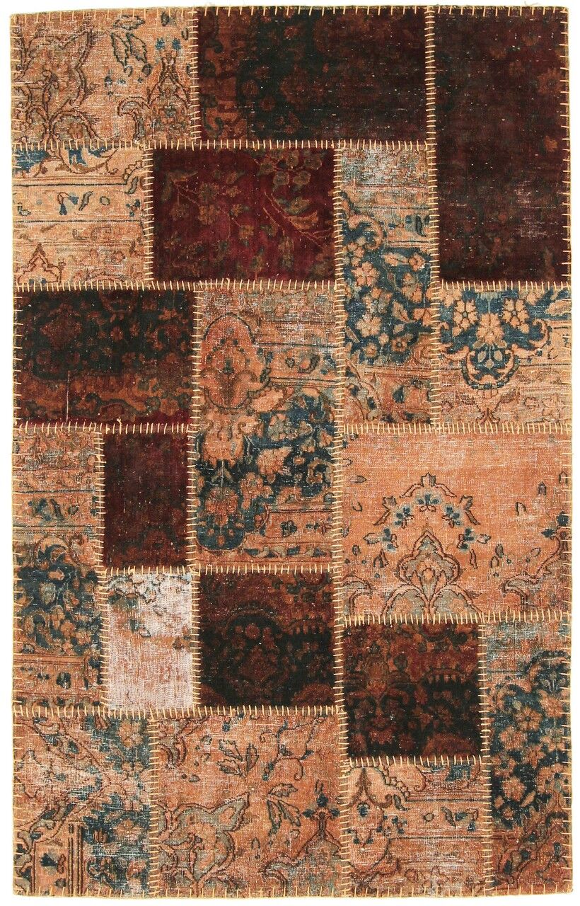 Nain Trading Tapete Patchwork 187x117 Dark Grey/Brown (TurquiaTurquia, Lã, Mão-atada)