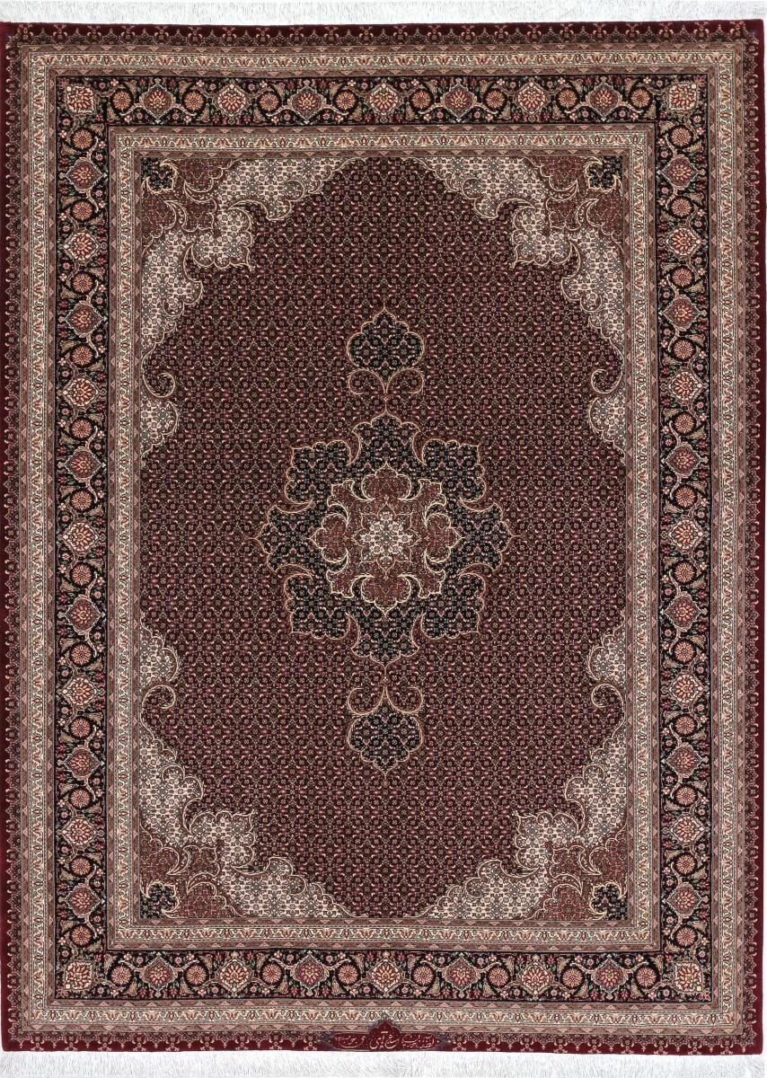 Nain Trading Tapete Tabriz Mahi Super 209x152 Beige/Dark Brown (Pérsia / Irão, Lã / seda, Mão-atada)