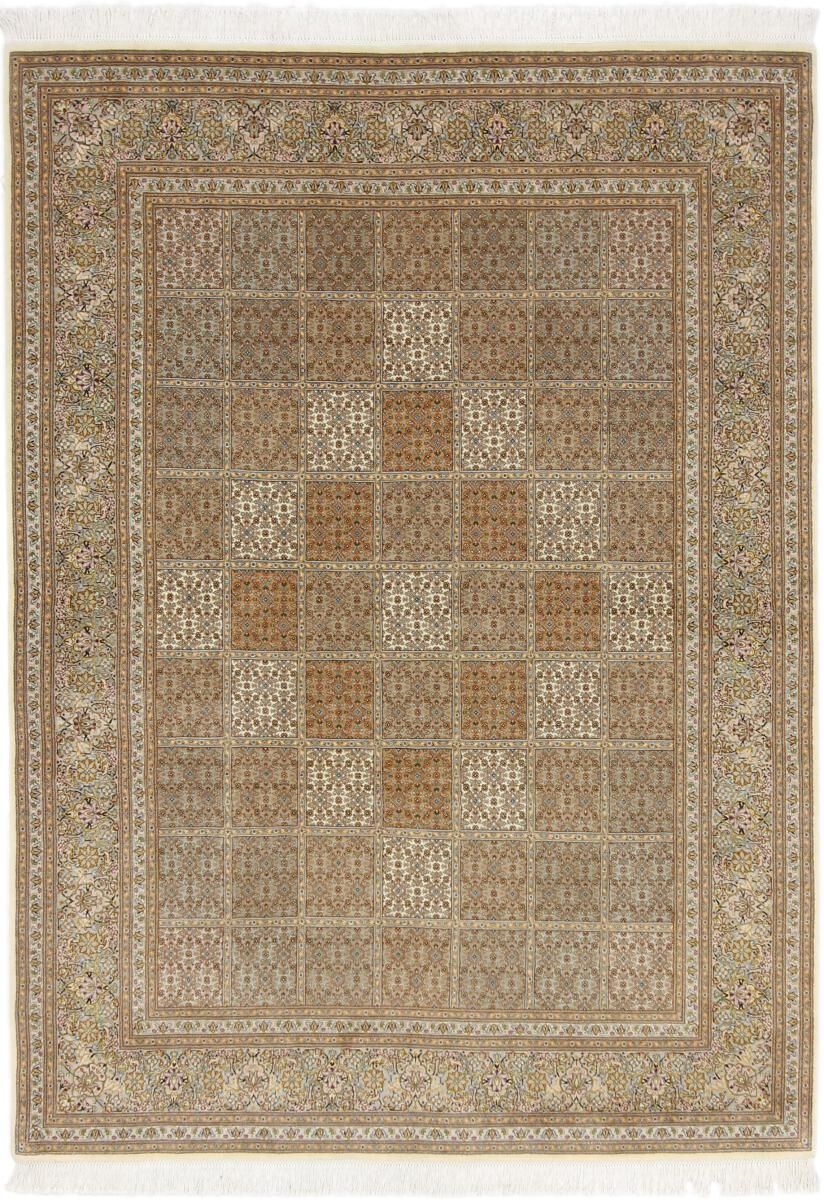 Nain Trading Tapete Oriental Tabriz Mahi 206x150 Beige/Dark Brown (Lã / seda, Pérsia / Irão, Mão-atada)