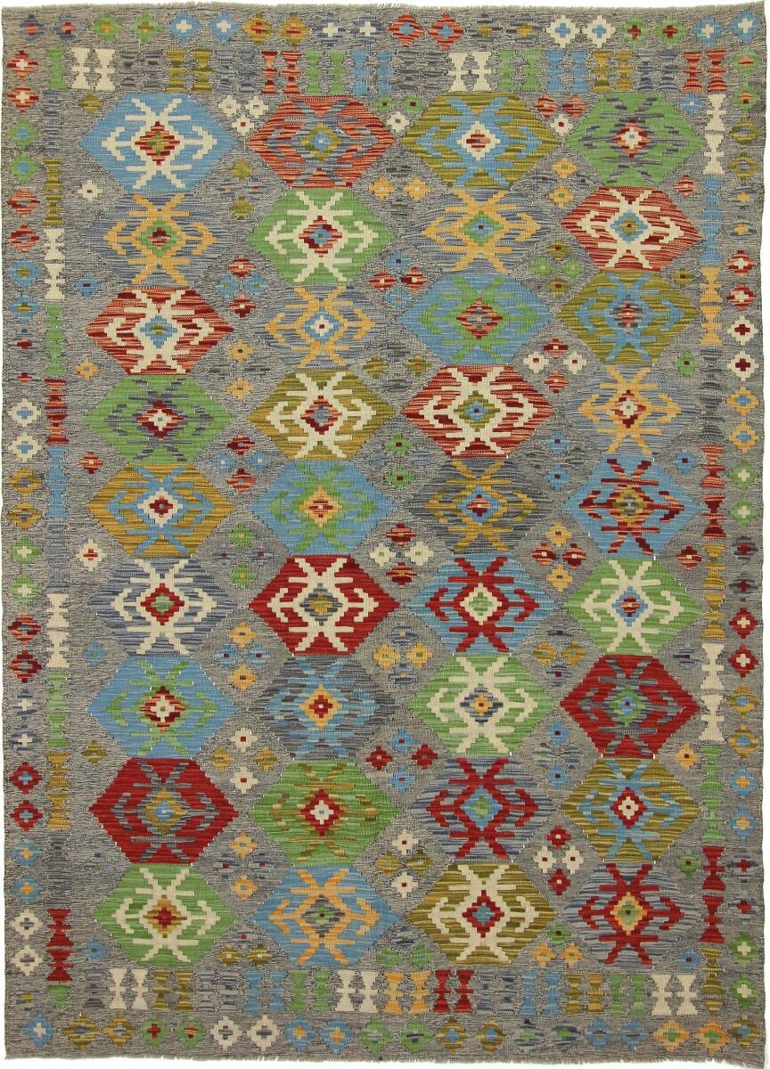 Nain Trading Tapete Kilim Afegão 236x174 Dark Grey/Light Blue (Afeganistão, Tecidos à mão, Lã)