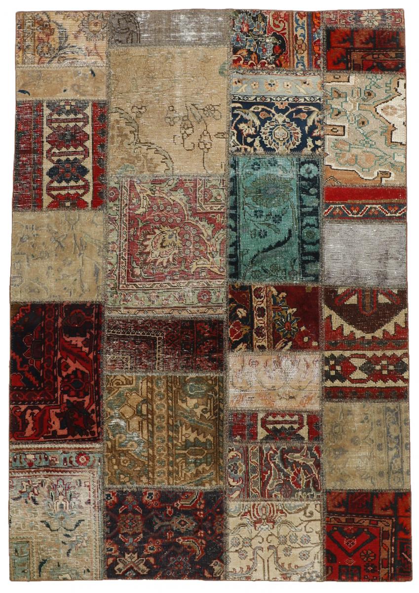 Nain Trading Tapete Oriental Patchwork 199x140 Beige/Dark Brown (Lã, Pérsia / Irão, Mão-atada)