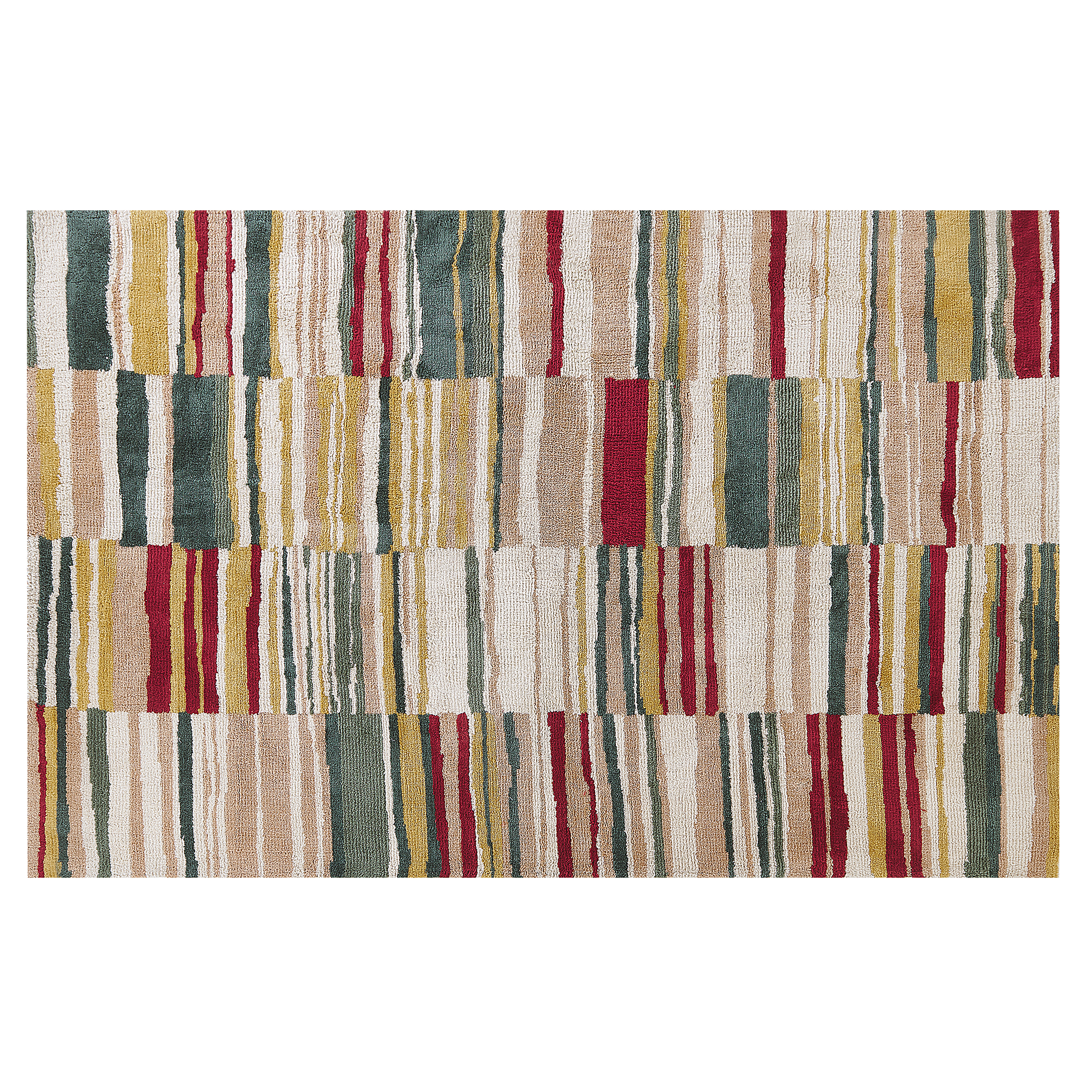 Beliani Tapete multicolor em poliéster 140 x 200 cm padrão às riscas para quarto ou sala de estar em estilo moderno