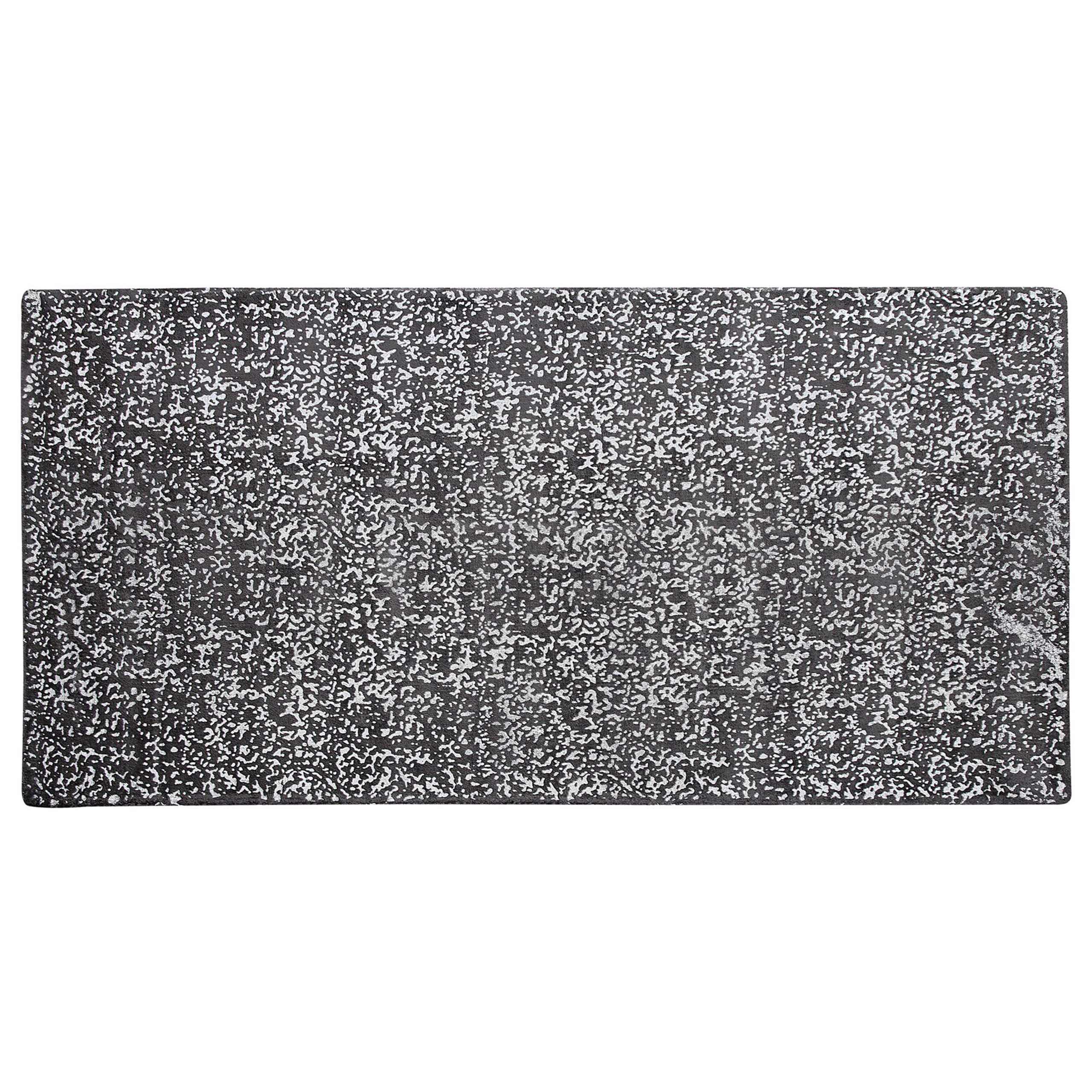 Beliani Tapete cinzento escuro e prateado em viscose retangular 80 x 150 cm feito à mão para sala de estar ou quarto Moderno