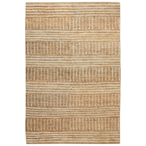 Beliani Matta Beige Jute 200 x 300 cm Randigt Mönster Handvävd Boho Hall Sovrum