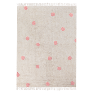 Beliani Matta Beige och rosa bomull prickar mönster 140 x 200 cm Kort lugg för barn lekrum