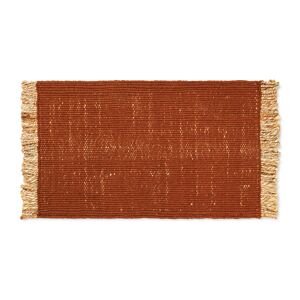 Ferm Living - Block Mat Dark Brick / Natural - Röd,Beige - Jute- Och Sisalmattor