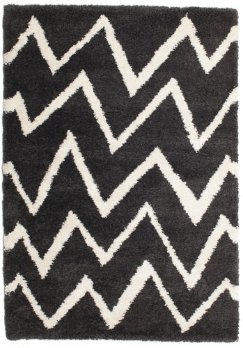 RugVista Ryamatta 160X230 Shaggy Zig-Zag Modern Svart/Mörkgrå