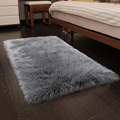 HEQUN Fuskpäls fårskinn stil matta falskt fleece stolskydd sittdyna mjuk fluffig lurvig matta för sovrum soffa golv ..