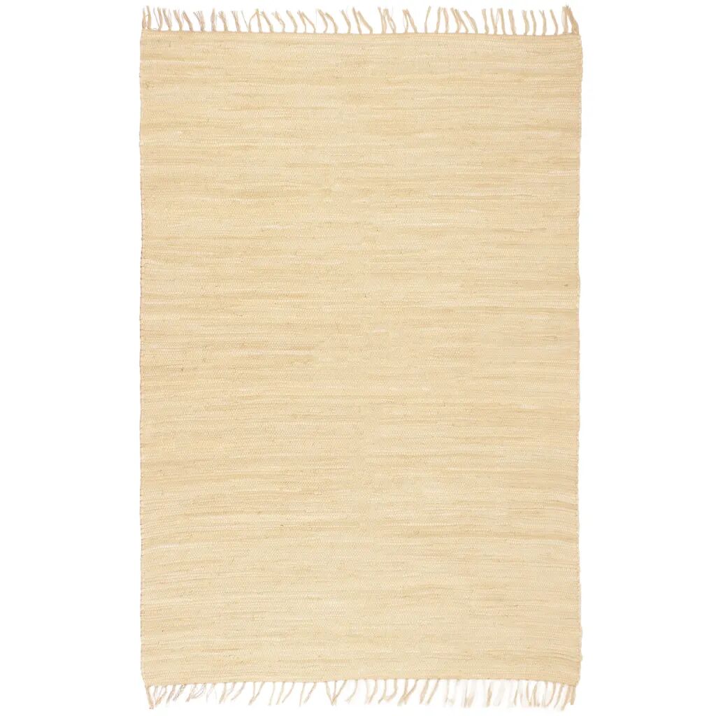 vidaXL Ručne tkaný koberec Chindi, bavlna 160x230 cm, krémový