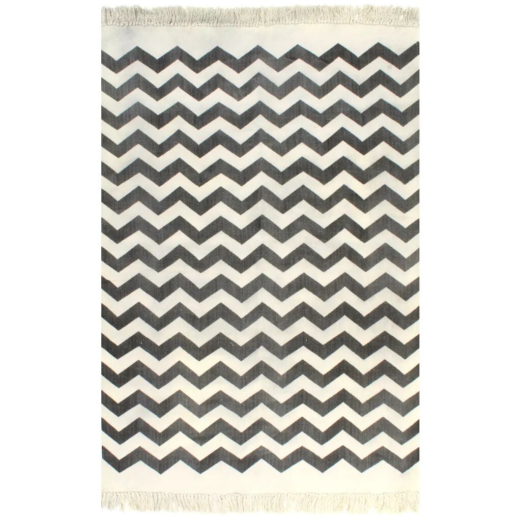 vidaXL Kilim koberec čierno-biely 160x230 cm bavlnený vzorovaný