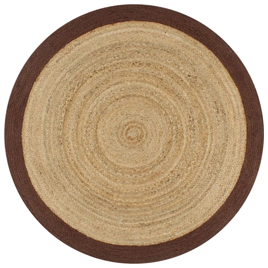 vidaXL Ručne vyrobený jutový koberec s hnedými okrajmi 120 cm