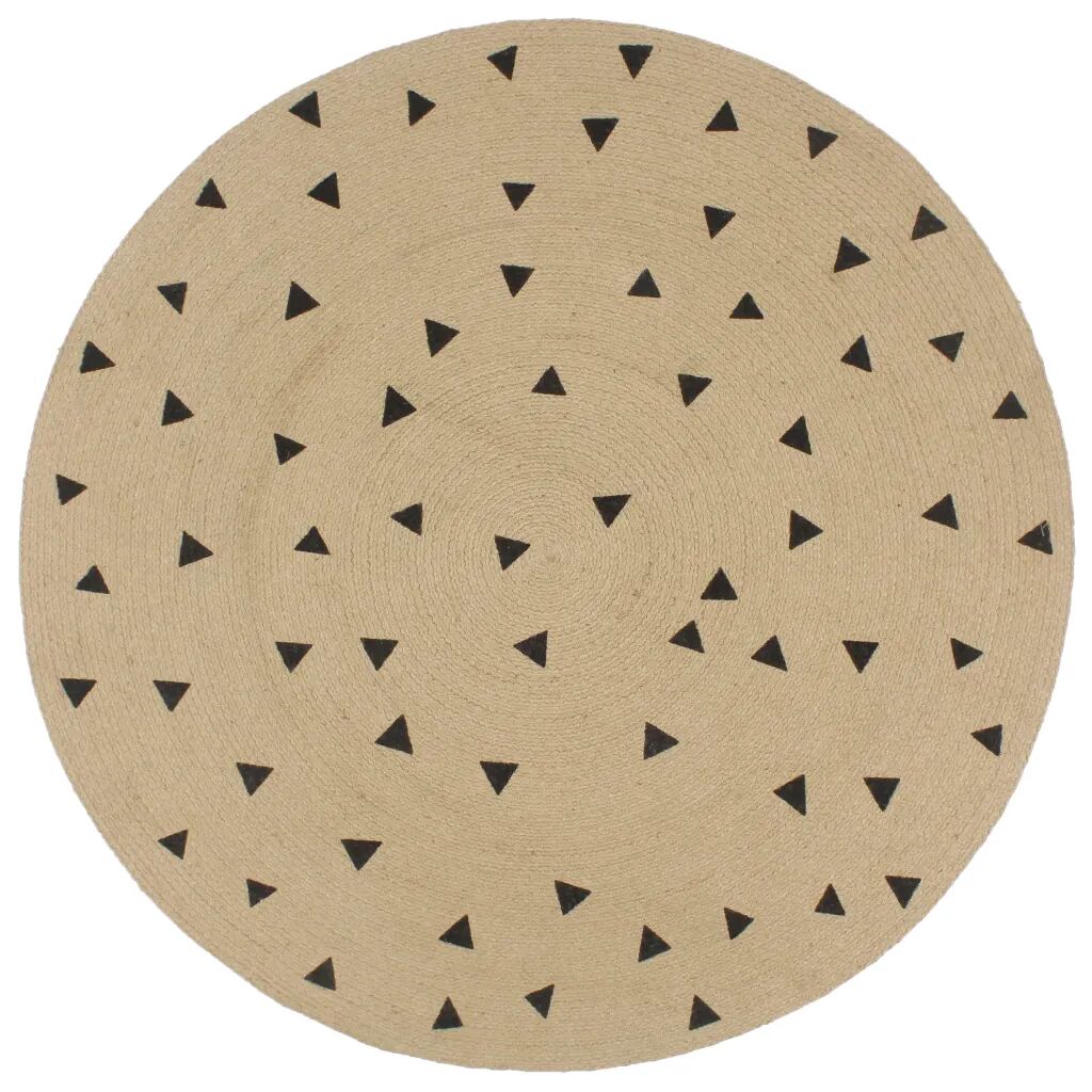 vidaXL Ručne vyrobený jutový koberec s potlačou trojuholníkov 150 cm