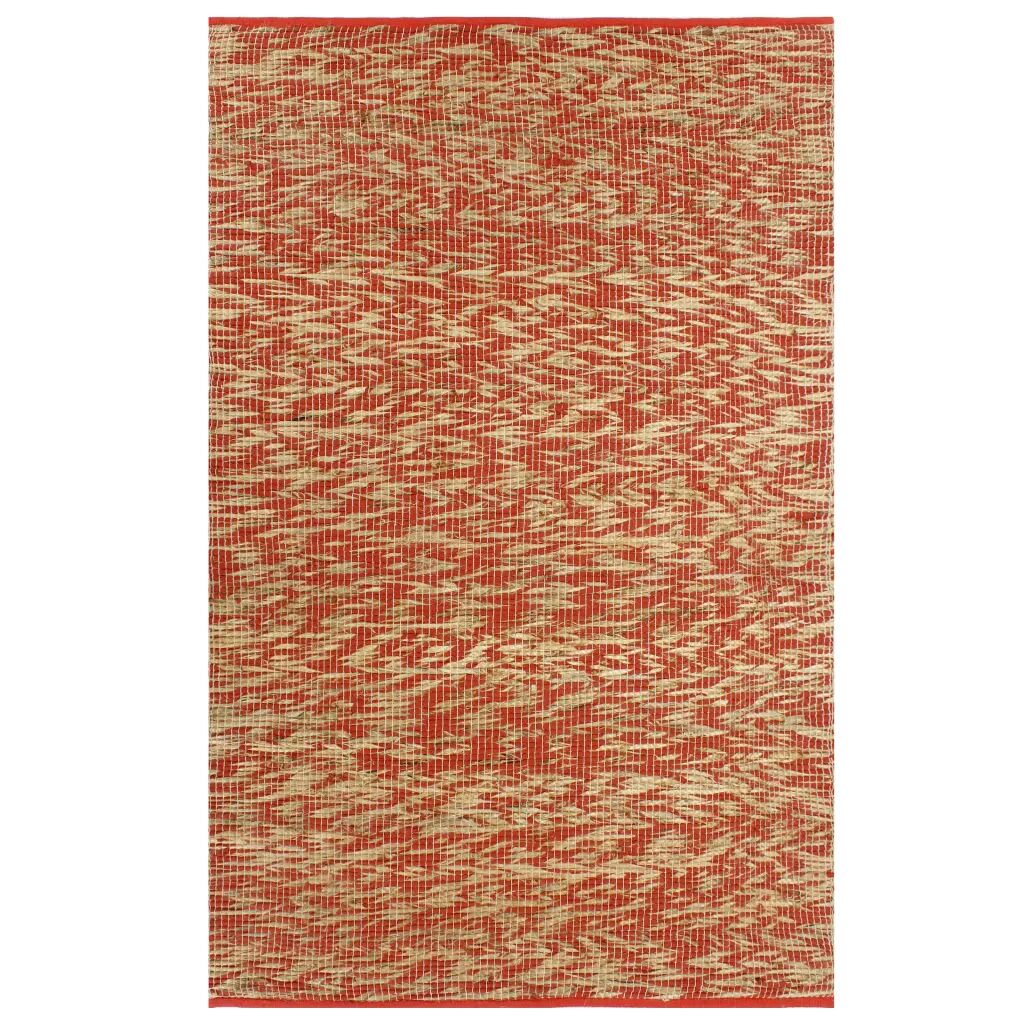 vidaXL Ručne vyrobený jutový koberec červený a prírodný 120x180 cm