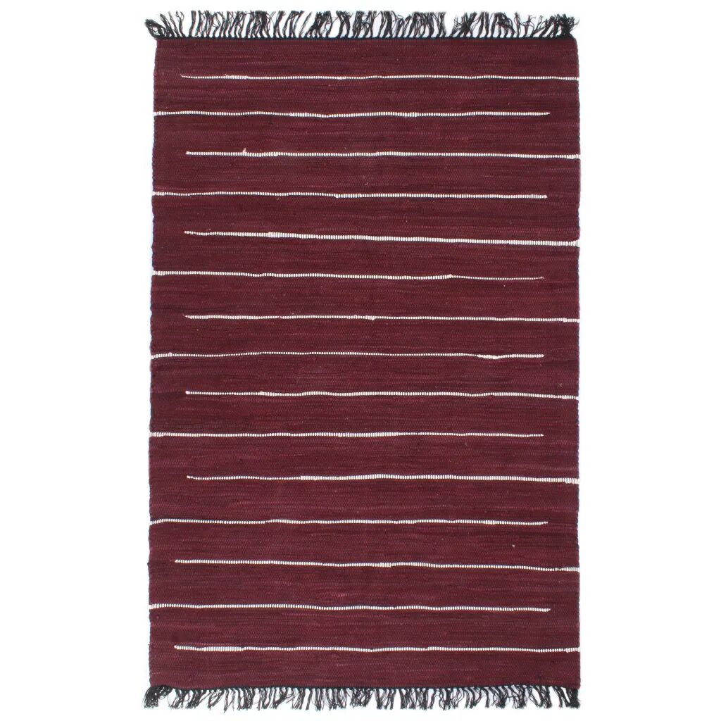 vidaXL Ručne tkaný koberec Chindi vínový 120x170 cm bavlnený