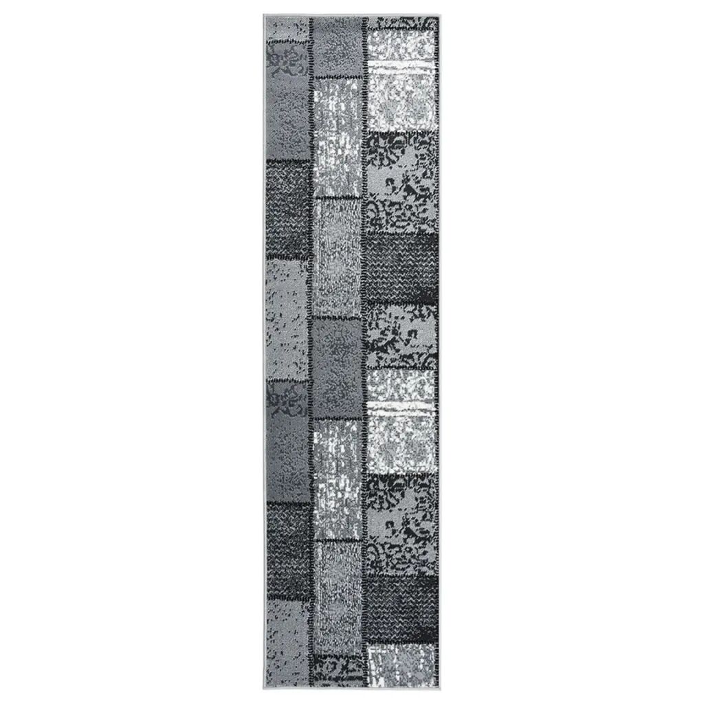 vidaXL Koberec behúň BCF sivý s kockovaným vzorom 60x350 cm