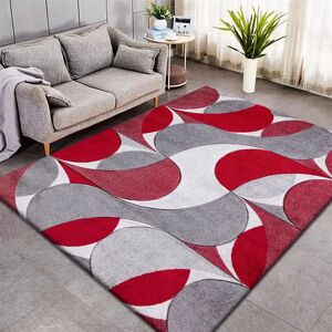 Ivy Bronx 100% Polypropylene Modren Kenzo Design Area Rug For Hallway/Living Area Red white 220.0 H x 60.0 W x 5.0 D cm