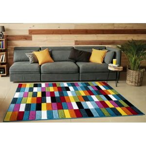 Ebern Designs Daelon Blue/Red/Yellow Rug white 80.0 W x 1.0 D cm