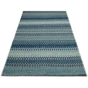 Bakero Saffron Handmade Kilim Cotton Grey/Blue Rug blue/gray/white 60.0 W x 0.5 D cm