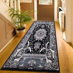 Latitude Vive Bentdahl Machine Woven 100% Polypropylene Black Rug white 220.0 H x 60.0 W x 1.0 D cm