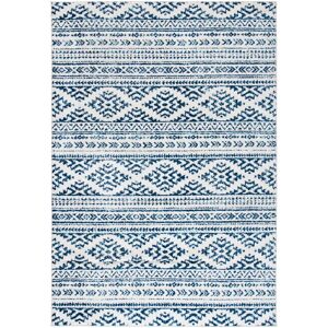 Mistana Thoren Looped/Hooked Ivory/Blue Rug white 90.0 W x 1.0 D cm