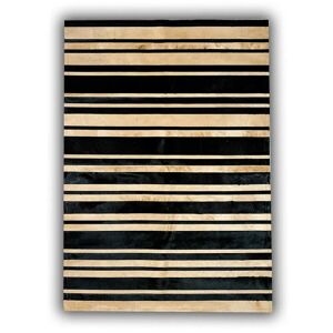 Ebern Designs Karsyn Hooked Cowhide Black/Beige Rug black/white 120.0 H x 60.0 W x 0.3 D cm