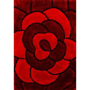 17 Stories Tadeo 3D Carved Rose Tufted Red Rug red 60.0 W x 3.5 D cm
