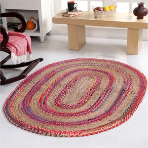 Latitude Vive Littoral Hand Braided Beige/Red Rug white 150.0 H x 90.0 W x 1.0 D cm