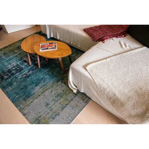 Louis de Poortere Abstract Area Rug black/blue/green/white/yellow 55.12 H x 55.12 W x 0.3 D cm