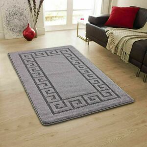 Canora Grey NON SLIP ROCCO PLAIN RUGS LIVING ROOM BEDROOM HALLWAY RUG /MAT/ RUNNER Dark-Grey white 220.0 H x 60.0 W x 1.2 D cm