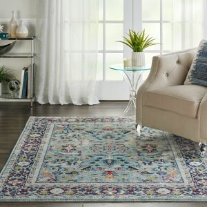 NOURISON Ankara global ANR14 Teal Multi 61cm x 183cm Runner - Blue and Multicoloured and Teal