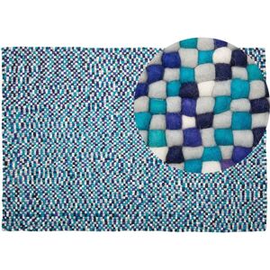 BELIANI Modern Area Rug Multicolour Blue Wool Felt Ball Hand-Woven 160 x 230 cm Amdo