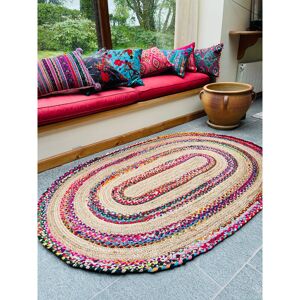 FIESTA Oval Rug Braided Hand Woven - Jute - L60 x W90 - Multicolour