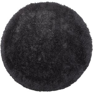 Beliani - Modern Living Room Bedroom Round Area Rug Shaggy High-Pile 140 cm Black Cide