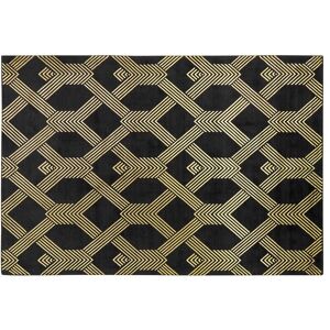 BELIANI Modern Area Rug Viscose Gold Geometric Pattern 160 x 230 cm Black Vekse