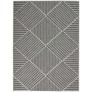 Fensham Dark Grey Geometric Indoor / Outdoor Rug, Runner 229 x 69cm