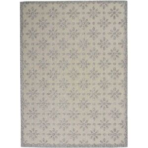 Malibu Cream & Grey Floral Print Indoor / Outdoor Rug, 122 x 183cm