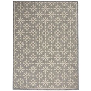 Malibu Grey & Cream Floral Print Indoor / Outdoor Rug, 239 x 300cm