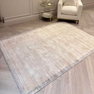 Ryley Cream Viscose Rug with Silver Border, 200x290cm