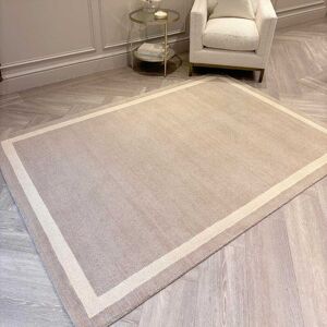 Tamsin Taupe Wool Rug with Cream Border, 160x230cm