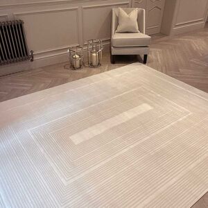 Amoria Champagne & Ivory Textured Geometric Rug, 160 x 221cm