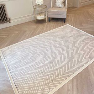 Beckett Ivory & Greige Geometric Patterned Rug, 160 x 230cm