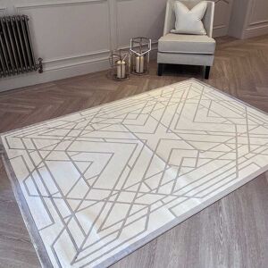 Hartley Taupe & Warm Grey Geometric Patterned Rug, 160 x 230cm