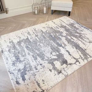 Helios Cream & Grey Marble Effect Abstract Rug, 117 x 178cm