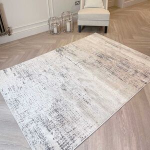 Jaxen Ivory & Beige Crosshatched Patterned Rug, 97 x 152cm