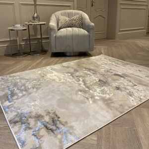 Maia Grey, Cream & Silver Marble Rug, 120 x 170cm