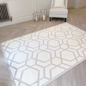 Portnall Champagne & Greige Geometric Print Patterned Rug, 300 x 400cm