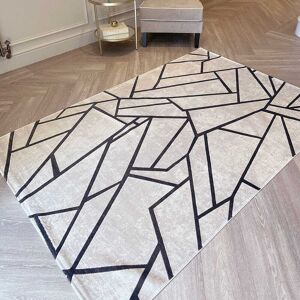 Romy Taupe & Chocolate Abstract Patterned Rug, 160 x 230cm